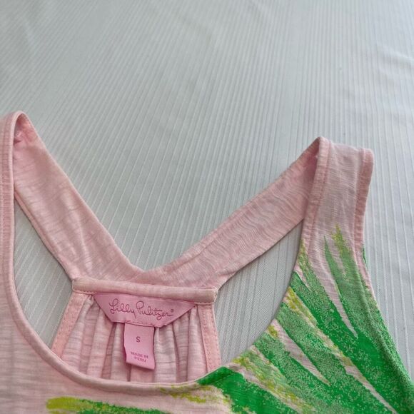 Lilly Pulitzer Gone Coconuts Pink Palm Tank Top Size Small - Picture 3 of 6